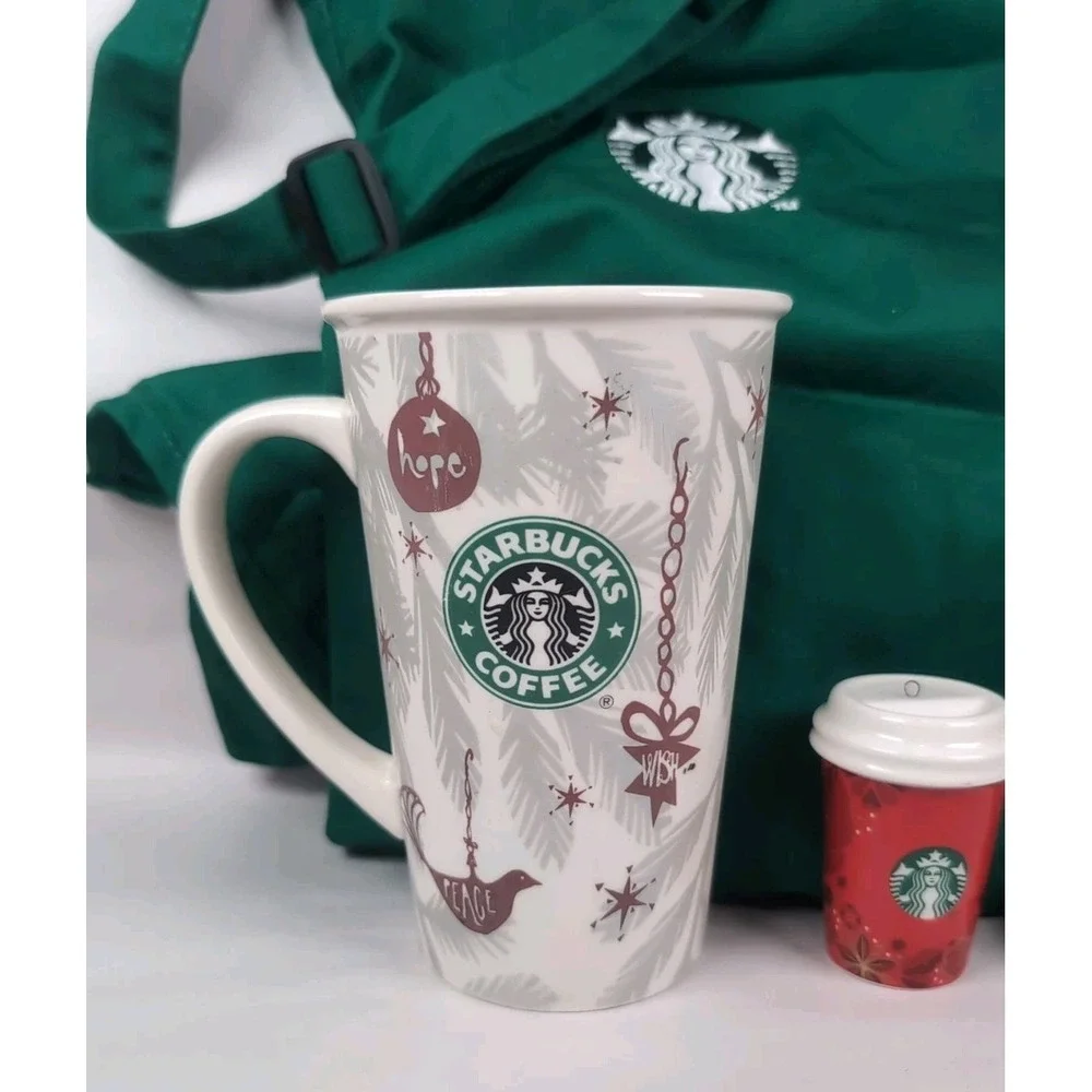 Christmas Starbucks! Mini Red Cup, Coffee Truck, Tall Mug, & Green Barista Apron